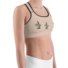 Load image into Gallery viewer, Sports bra - Asmara Cathedral &amp; Palm Trees