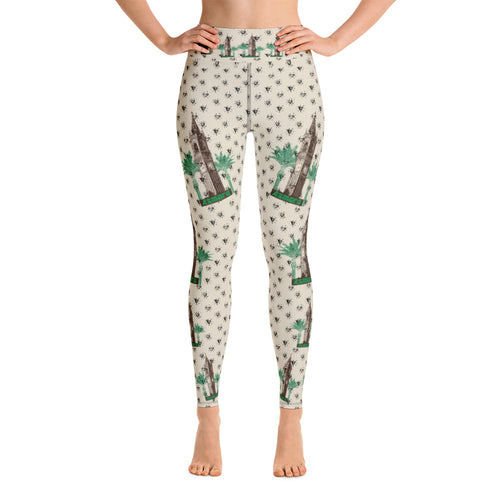 Yoga Leggings - Cathedral & Palm Trees - Hearts