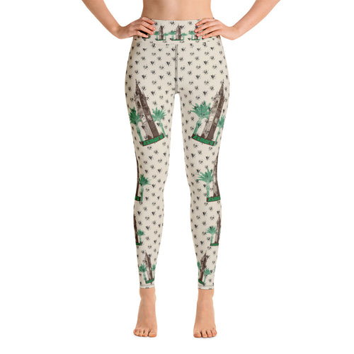Yoga Leggings - Cathedral & Palm Trees - Hearts
