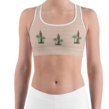 Load image into Gallery viewer, Sports bra - Asmara Cathedral &amp; Palm Trees
