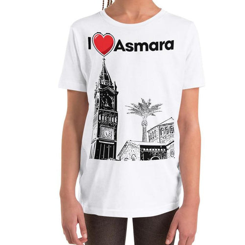 Youth Short Sleeve T-Shirt - I Love Asmara - White